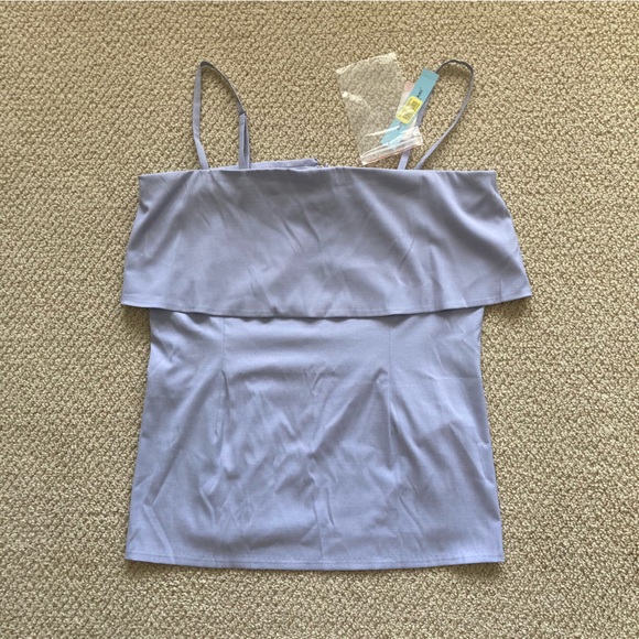 ANTONIO MELANI Tops - NEW Antonio Melani Tiered Blouse Convertible Strapless Baby Blue Size Medium NWT